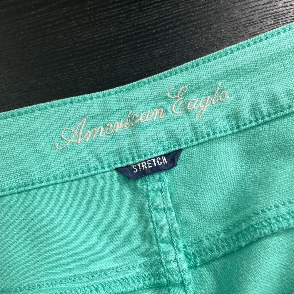 American Eagle Pastel Turquoise Denim Short Shorts - Picture 7 of 12